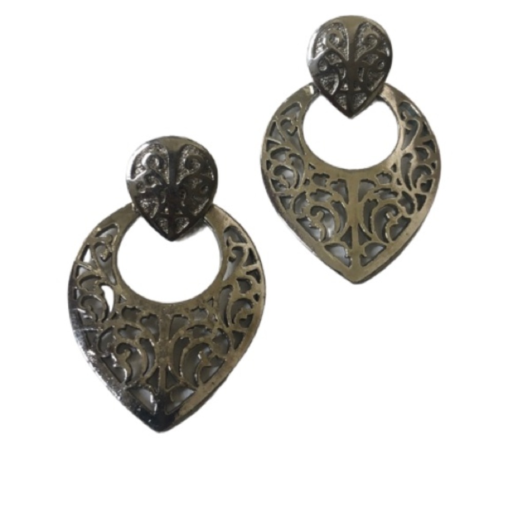 Silvertone Filigree Post Earrings